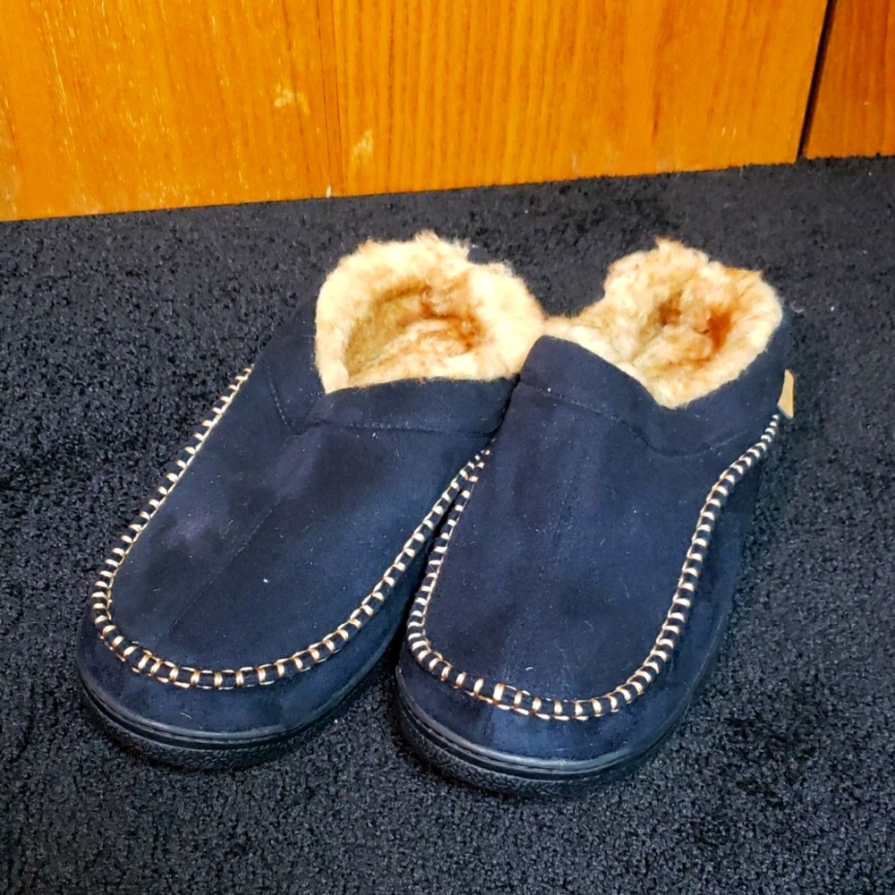 Zigzagger cozy Black Slippers with Tan Lining